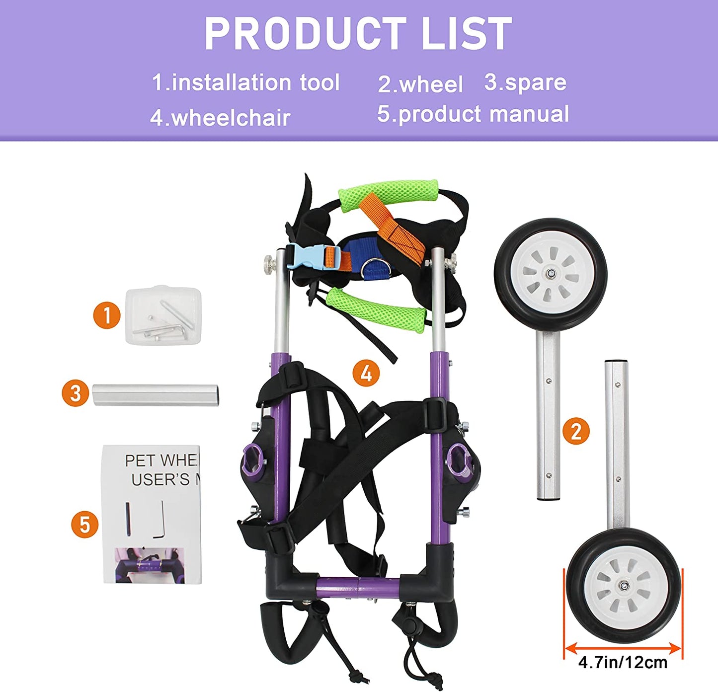 Adjustable Dog Wheelchair for Back Legs,Pet/Doggie Doggy Wheelchairs with Disabled Hind Legs Walking (XS-A)