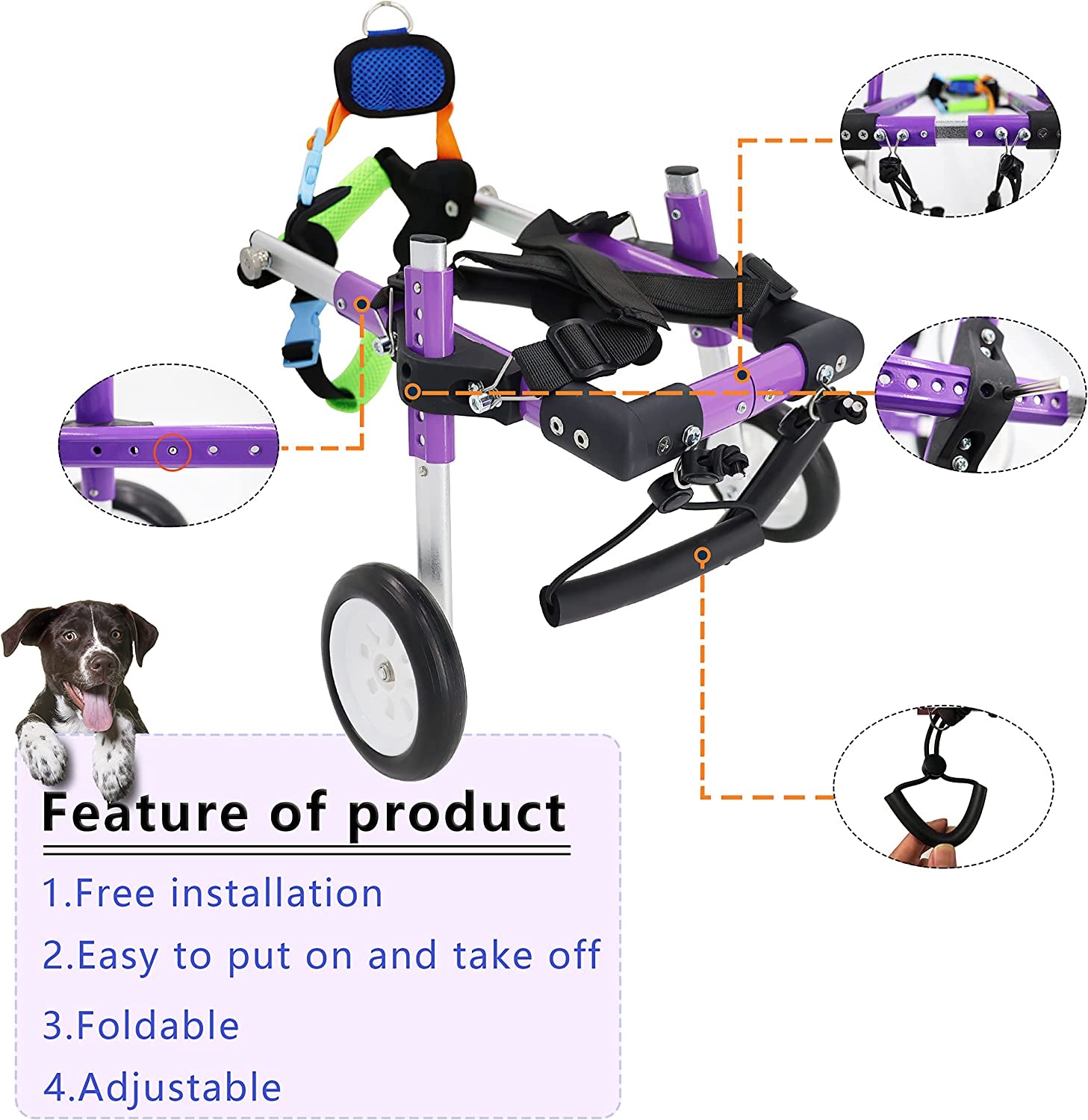 Adjustable Dog Wheelchair for Back Legs,Pet/Doggie Doggy Wheelchairs with Disabled Hind Legs Walking (XS-A)